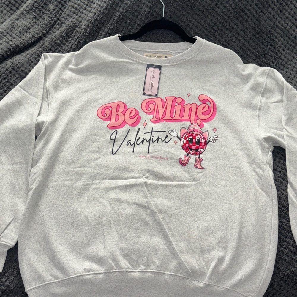 Simply Southern Heather Gray and Pink Sweatshirt Size M-L